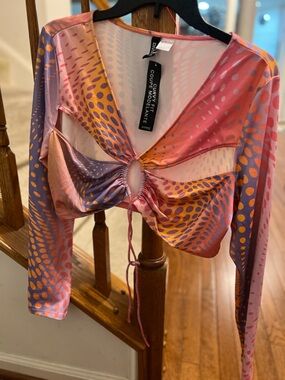 H&M Multicolor Twist-Front Crop Top